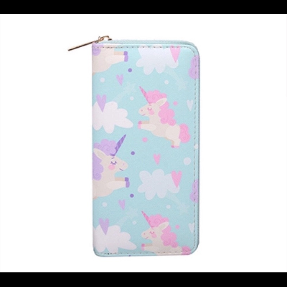 light blue unicorn wallet